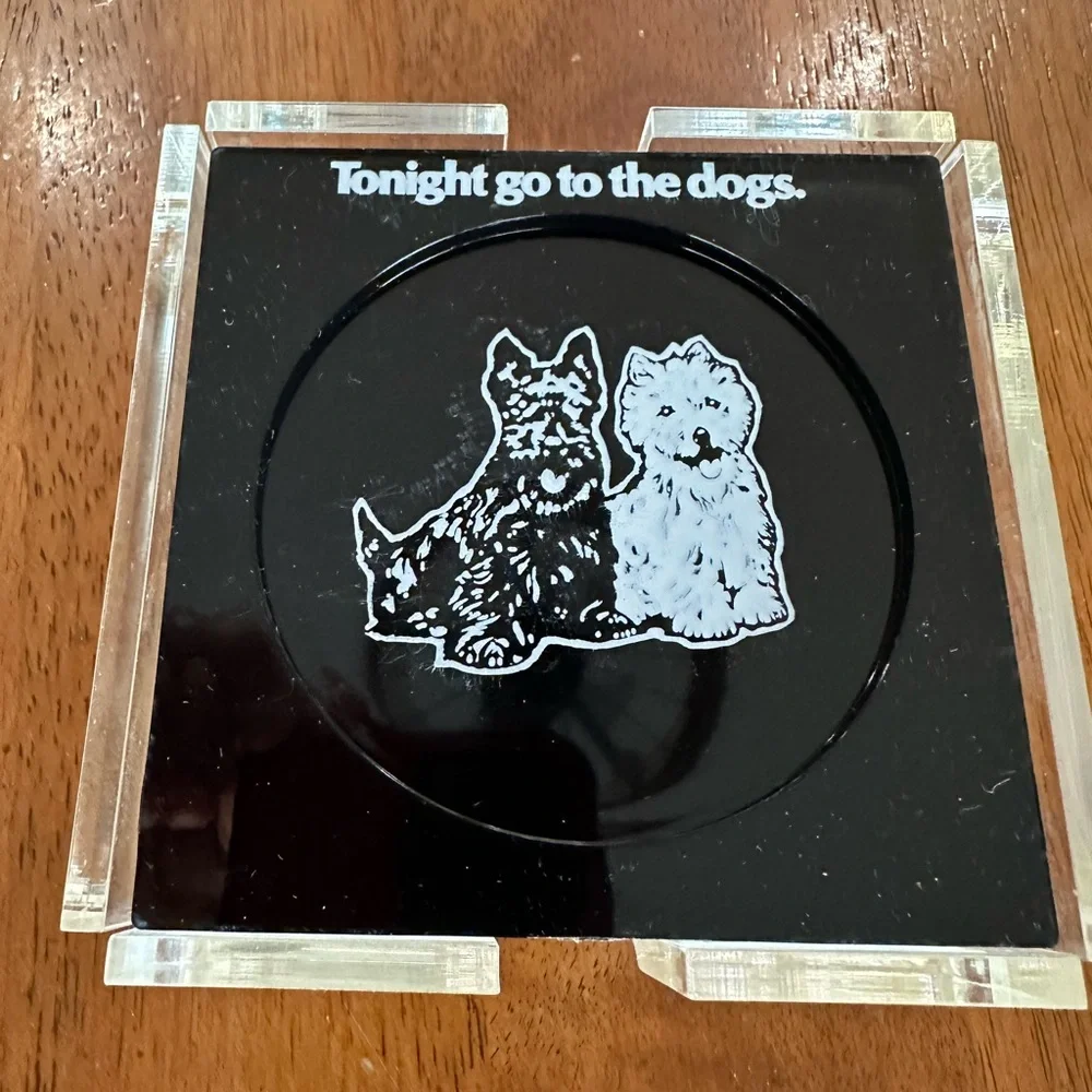 Vintage Black & White Scotch Whisky Scottie & Westie Dogs Coaster Set of 6